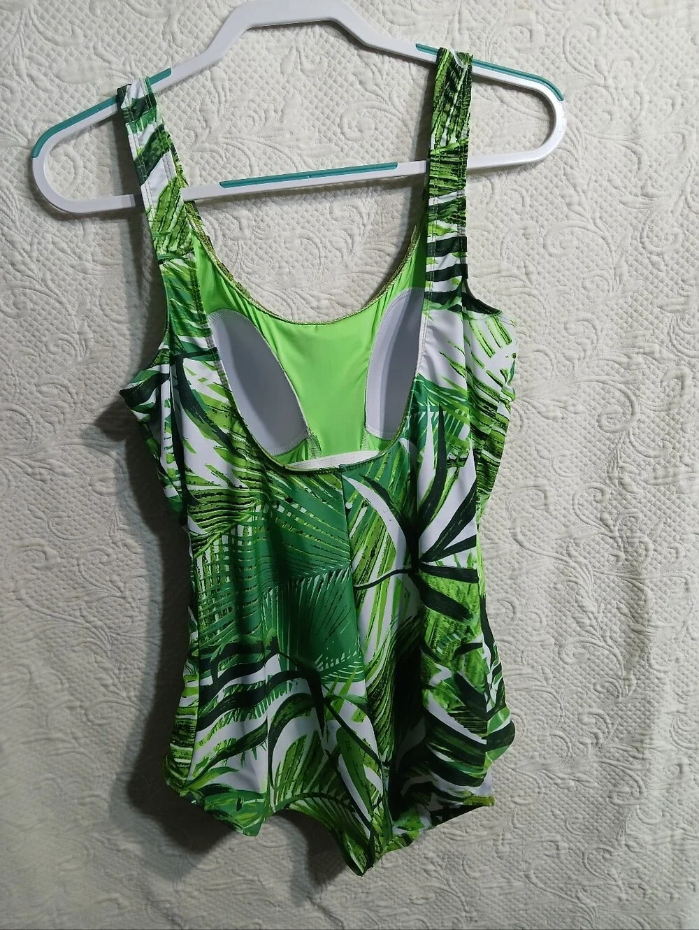 Ms Daisy Swimsuit size 18 Green Leaf Padded  Tropical Scoop One Piece